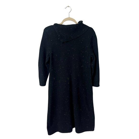 Talbots Cowl Neck Black Sweater Midi Dress Button LP Petite Casual Office - Picture 4 of 8